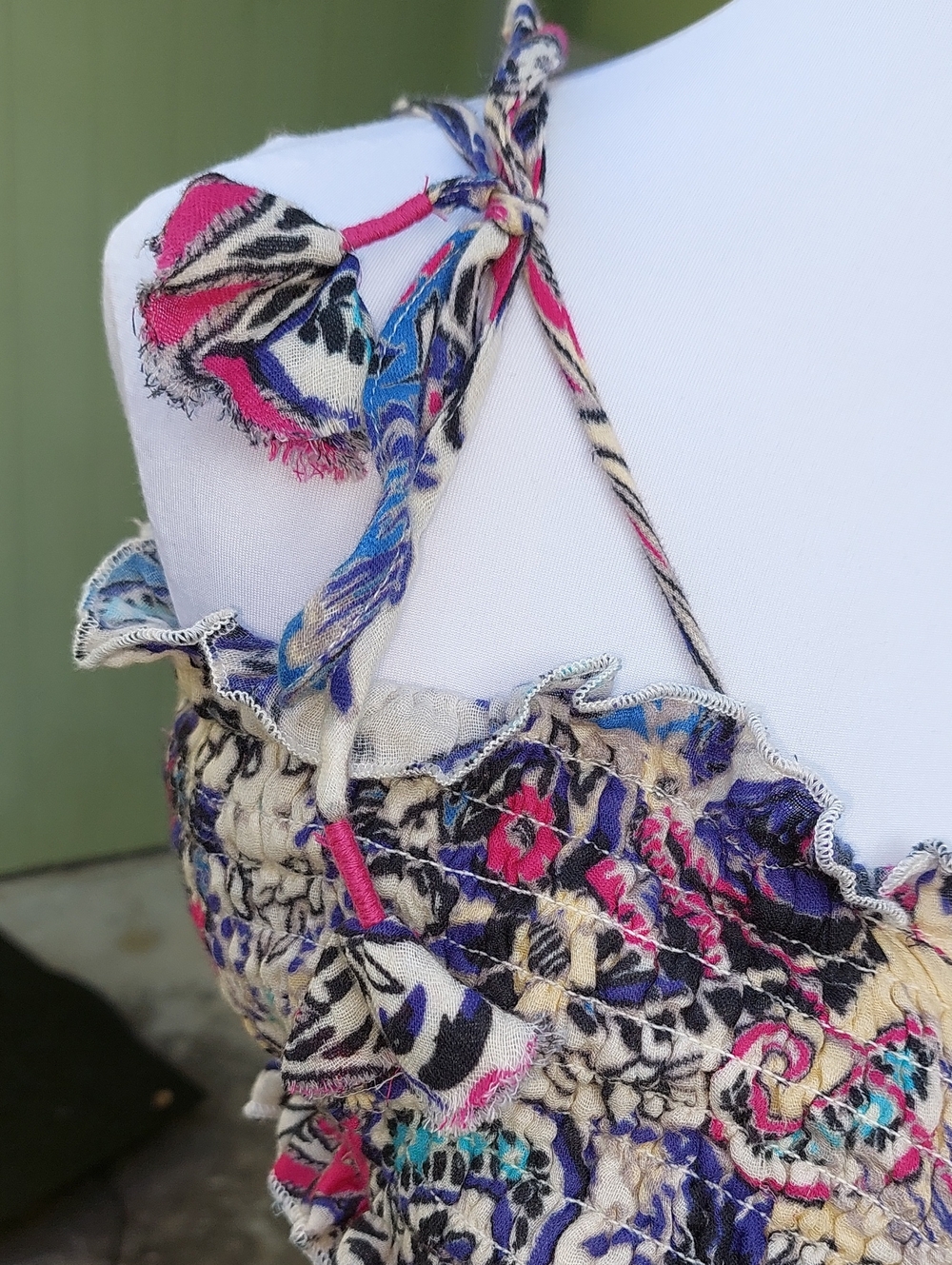 Anthropologie Smocked Multi-Color Gauze Criss-Cross Maxi Dress Sz S - Picture 10 of 15